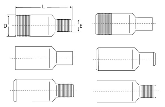 Swaged nippolets, pipe fittings, large end size, small end size, length L, Mumbai